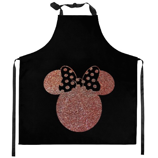 Disney Kitchen Aprons, Minnie Ear Kitchen Aprons, Glitter Rose Gold Minnie Kitchen Aprons