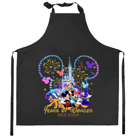Disney 100 Years Of Wonder Kitchen Aprons, Disney 100th Anniversary Kitchen Aprons, Disney Magic Castle Kitchen Aprons