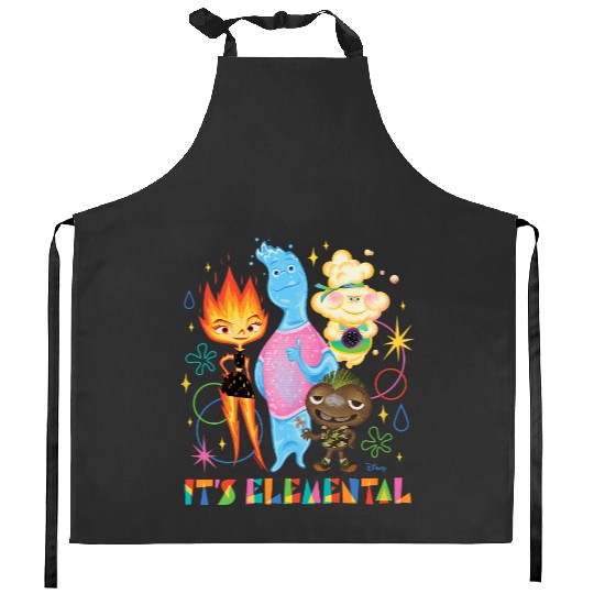 Disney Pixar It's Elemental Kitchen Aprons, Elemental Ember And Wade Kitchen Aprons