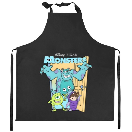 Retro Disney Pixar Monsters Inc. Mike Sully Boo Group Poster Kitchen Aprons, Family Matching