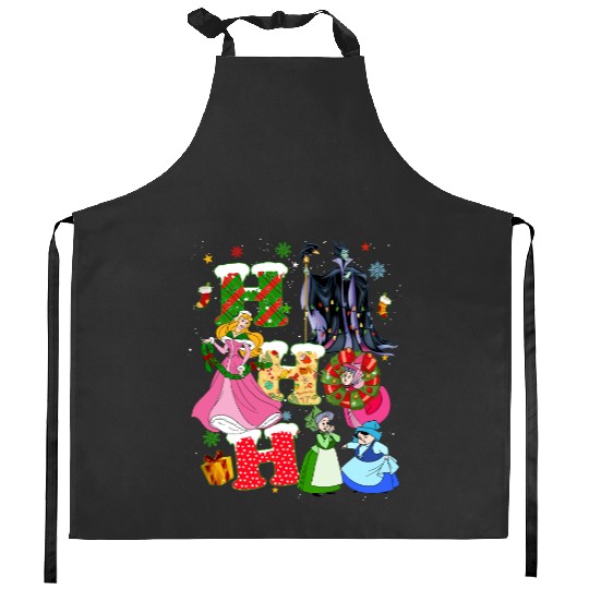Disney Sleeping Beauty Christmas Vintage Kitchen Aprons, Princess Aurora HoHoHo Christmas Kitchen Aprons