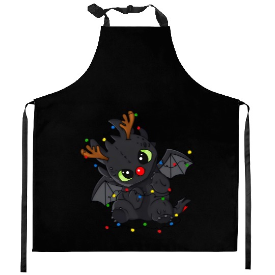 Disney Toothless Christmas Lights Kitchen Aprons