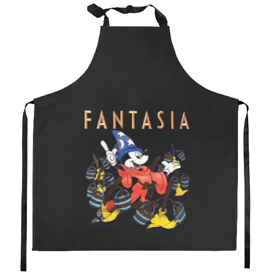 Disney Fantasia Sorcerer Mickey Mouse Magic Wizard Retro Kitchen Aprons