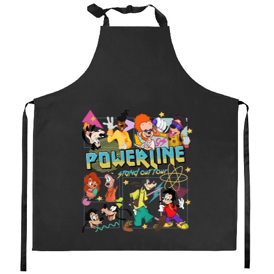 Vintage Goofy Movie Powerline Kitchen Aprons, A Goofy movie Kitchen Aprons, Disney Powerline Stand Out Tour