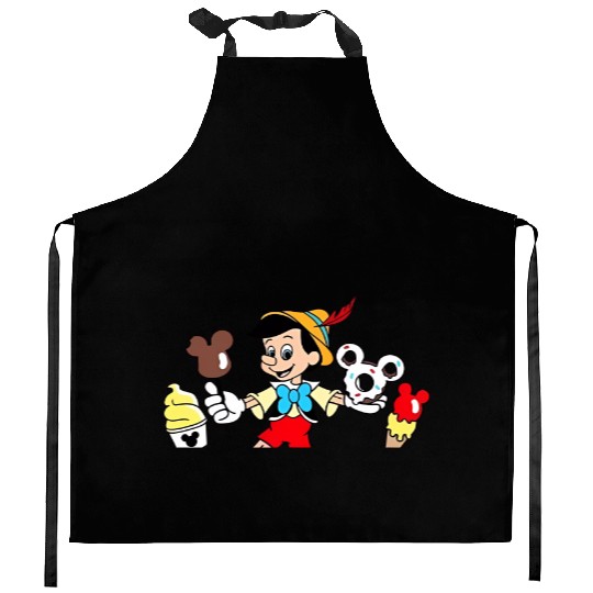 Pinocchio Snacks Kitchen Aprons, Disney Snacks Kitchen Aprons, Funny Disney Snacks Kitchen Aprons