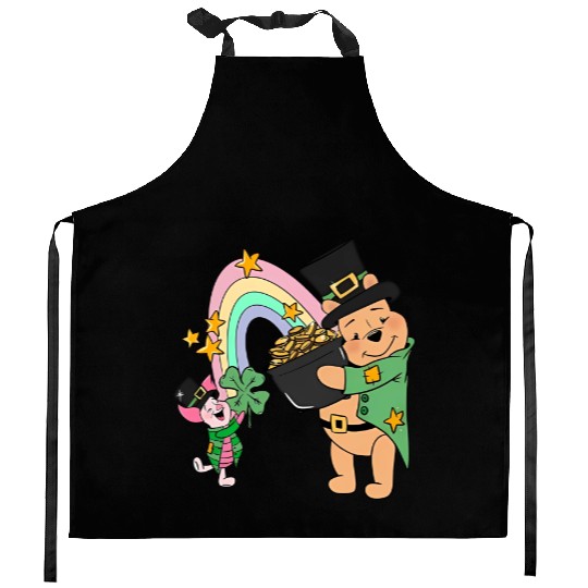 Pooh Bear St Patricks Day Kitchen Aprons, Disney St Patricks Day Kitchen Aprons, Magic St Patricks Day