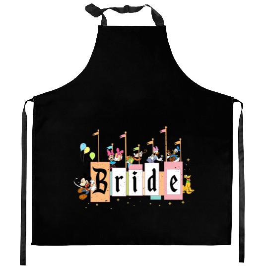 Disney Bride Kitchen Aprons, Minnie Bride Kitchen Aprons, Disney Bridesmaid Kitchen Aprons, Disney Bachelorette Party Kitchen Aprons