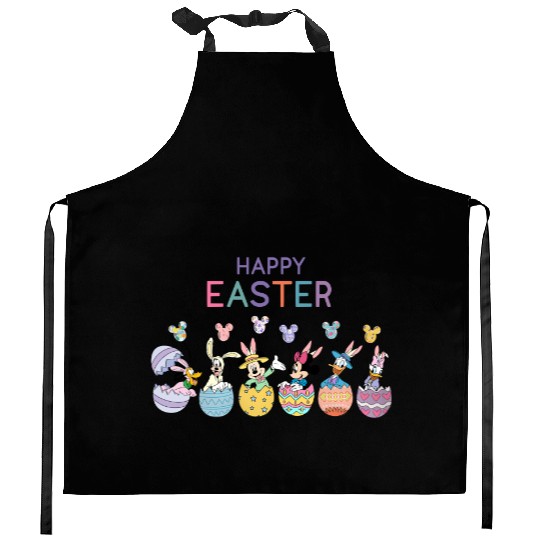 Happy Easter Disney Trendy Kitchen Aprons, Funny Disney Friends Easter