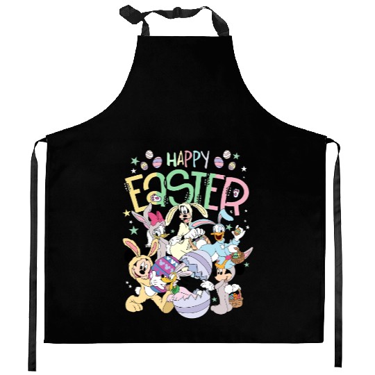 Disney Happy Easter Day Kitchen Aprons, Disney Easter Kitchen Aprons, Mickey And Friends Easter Kitchen Aprons