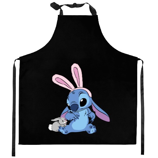 Disney Stitch with Easter Bunny Easter Eggs Happy Easter Unisex Kitchen Aprons