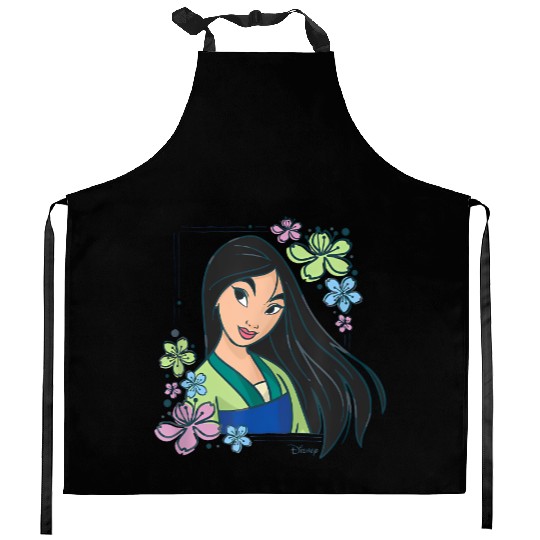 Mulan Flowers Kitchen Aprons, Mulan Kitchen Aprons, Disney Princess Kitchen Aprons