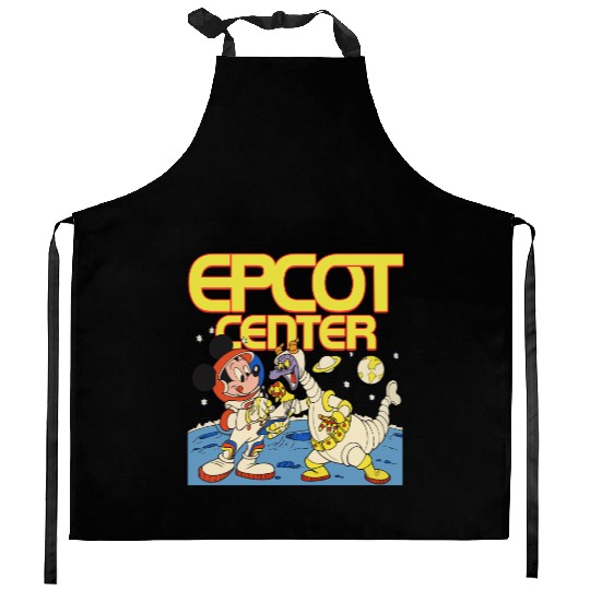 Disney Epcot Mickey Mouse & Figment Astronaut 1982 Retro Kitchen Aprons
