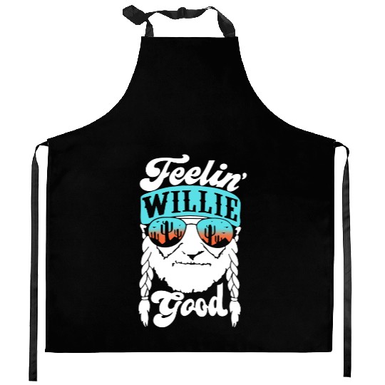 Women Kitchen Aprons, Feelin' Willie Good Letter Printed Graphic Vest Top Casual Kitchen Aprons, Gray