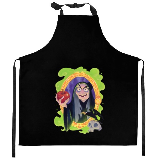 Disney Evil Queen Kitchen Aprons, Retro 90s Evil Queen Kitchen Aprons, Poisonous Apple Kitchen Aprons