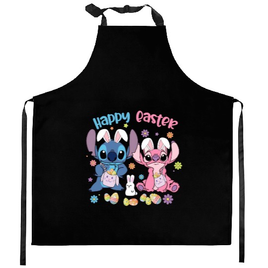 Disney Stitch Easter Kitchen Aprons, Stitch and Angle Easter Kitchen Aprons