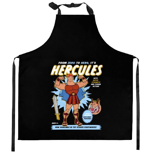 Vintage Disney Hercules Action Figure Poster Kitchen Aprons