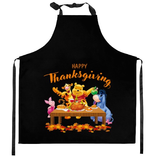 Happy Thanksgiving Kitchen Aprons, Disney Pooh The Winnie, Eeyore Kitchen Aprons