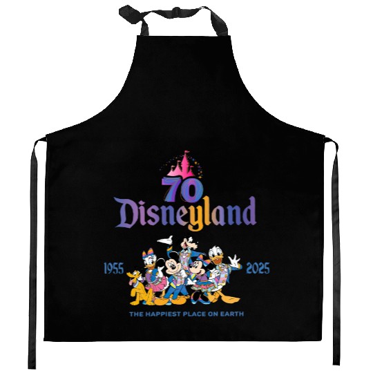 70th Year Disneyland 1955 2025 Kitchen Aprons, Disneyland The Happiest Place On Earth Kitchen Aprons, Disney 70th Anniversary Kitchen Aprons, Family Vacation 2025
