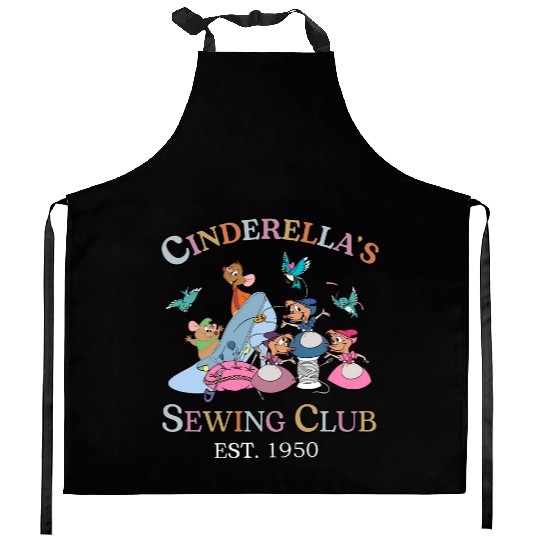 Cinde's Sewing Club Est 1950 Kitchen Aprons, Disney Princess Cinde Jaq and Gus Mouse