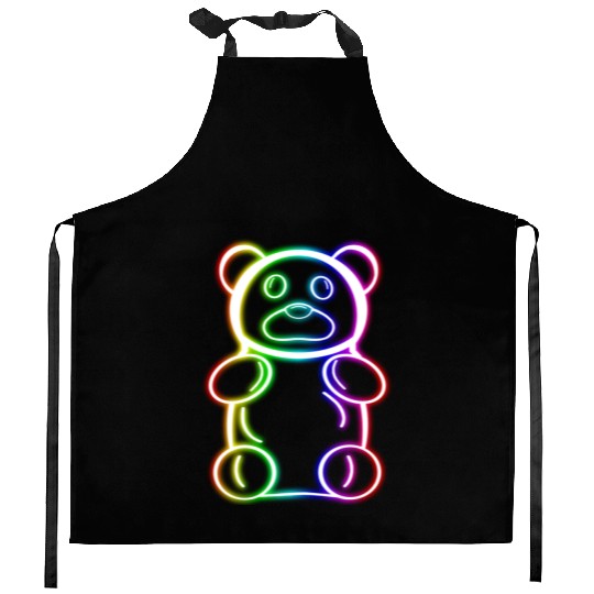 Neon Rainbow Gummy Bear Kitchen Aprons