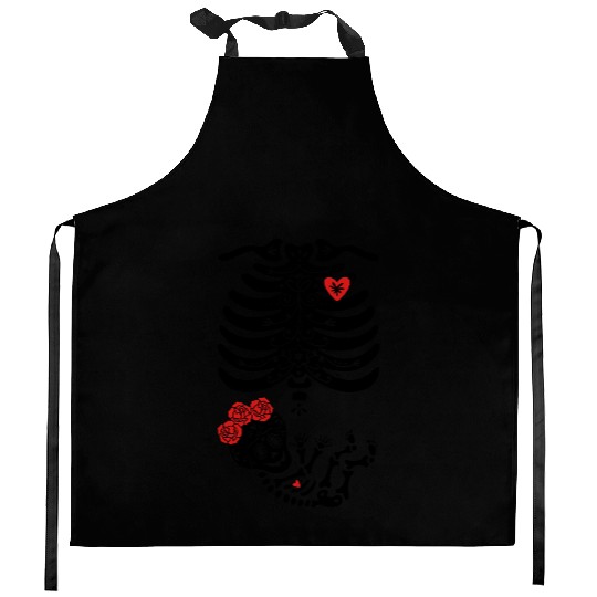 Maternity Sugar Skull Girl - Frida Kitchen Aprons