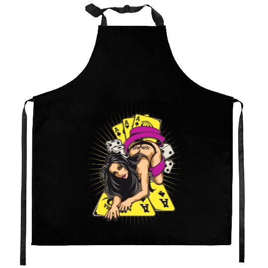 Sexy-girl-cards-aces-poker-game-cartoon Kitchen Aprons