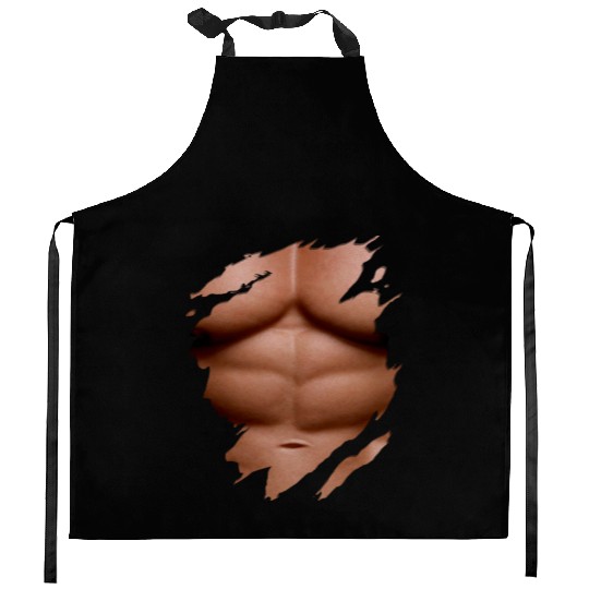 Ripped Kitchen Aprons Chest Six Pack Abs Muscles
