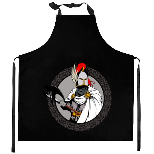 ancient warrior Sparta ax helmet raincoat pattern Kitchen Aprons