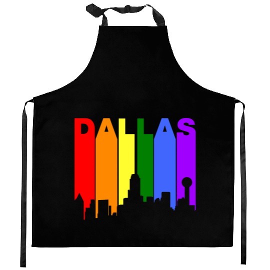 Dallas Texas Gay Pride Rainbow Skyline Kitchen Aprons