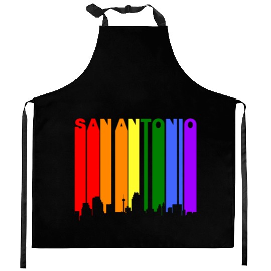 San Antonio Texas Gay Pride Rainbow Skyline Kitchen Aprons