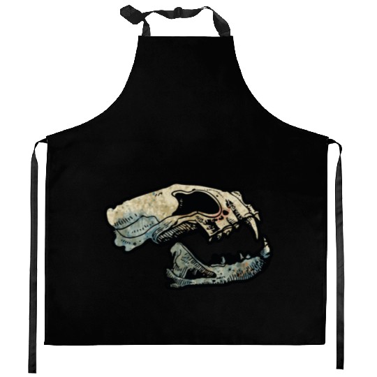 cat skull Kitchen Aprons