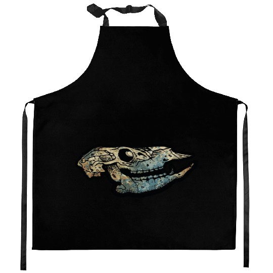 cow skull Kitchen Aprons