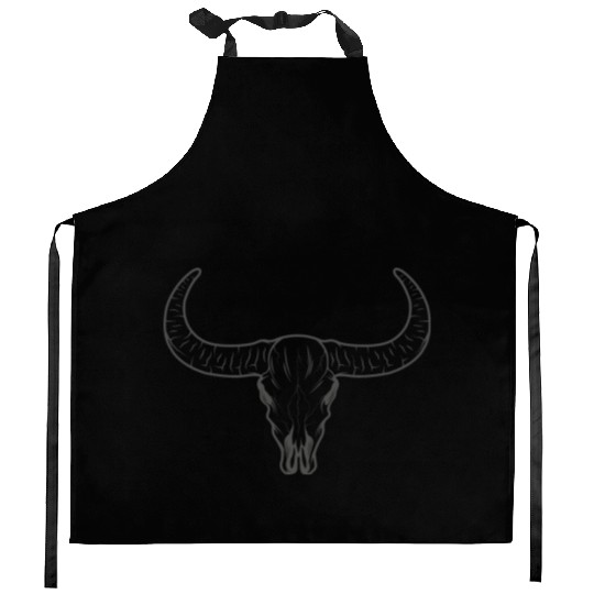 buffalo skull Kitchen Aprons