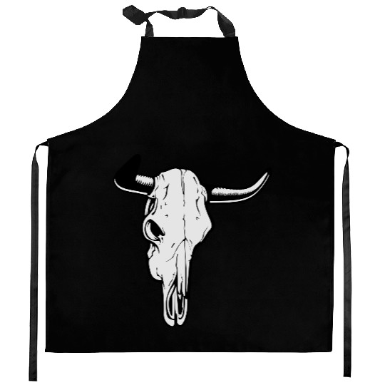 buffalo skull Kitchen Aprons