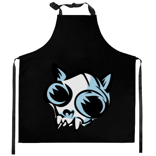 cat skull Kitchen Aprons