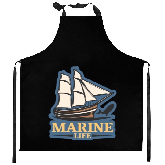 marine life logo Kitchen Aprons