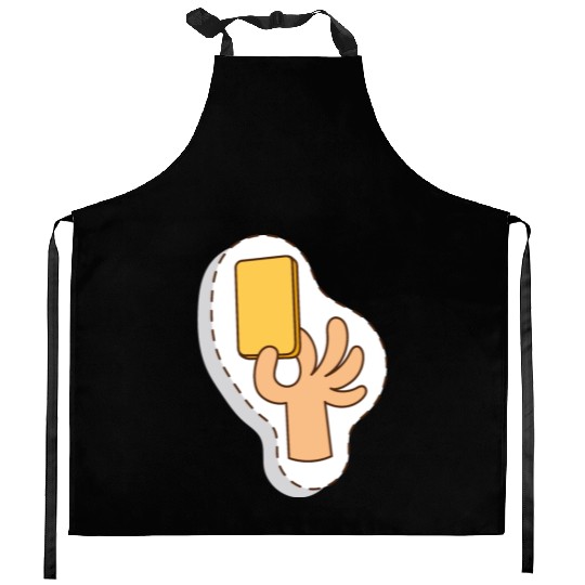 Football referee yellow card Kitchen Aprons