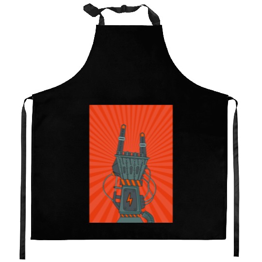 hard rock horns robot Kitchen Aprons