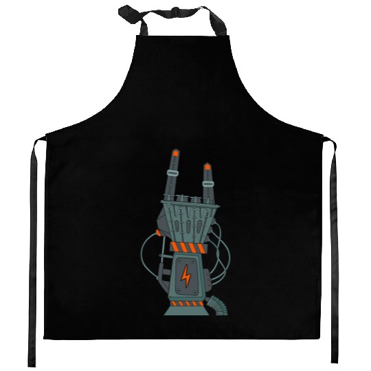 hard rock horns robot Kitchen Aprons