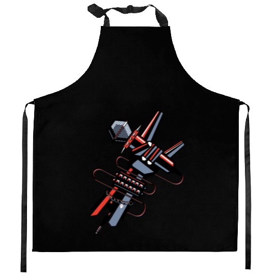 hard rock horns robot Kitchen Aprons