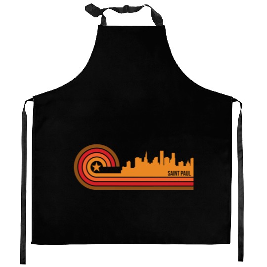Retro Style Saint Paul Minnesota Skyline Kitchen Aprons