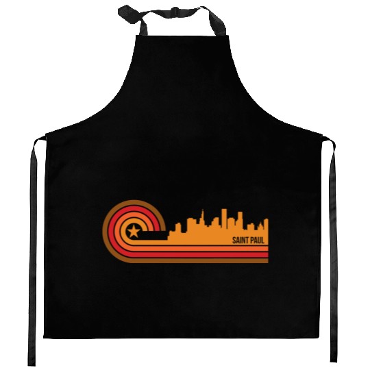 Retro Style Saint Paul Minnesota Skyline Kitchen Aprons