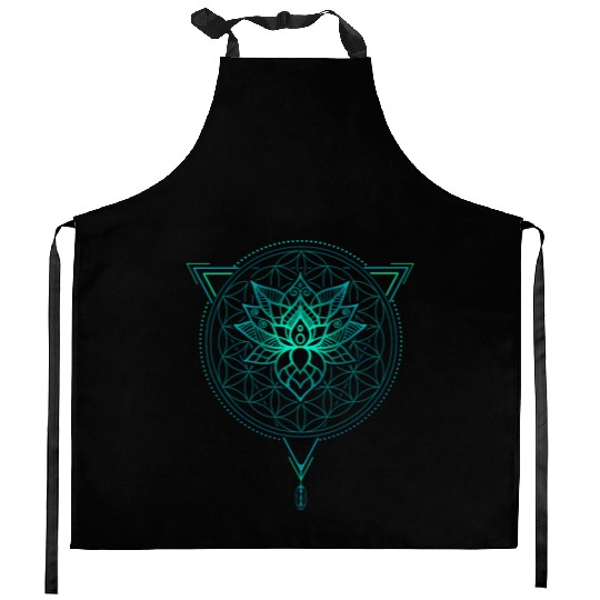 Lotus of Life Mandala in Geometric Kitchen Aprons