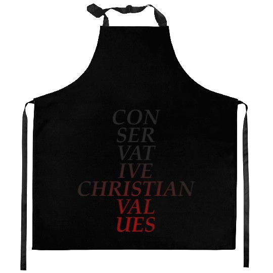 Conservative Christian Values (Red Tint) Kitchen Aprons