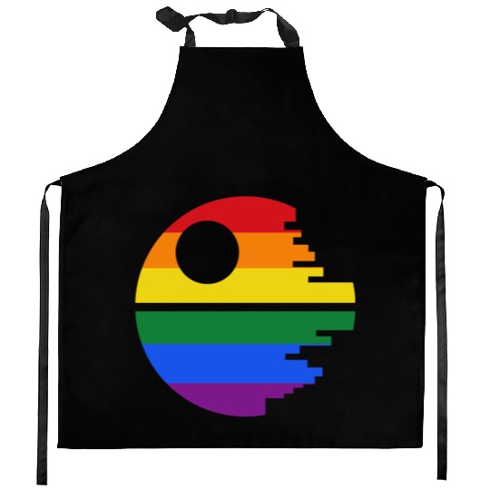 Rainbow Death Star Kitchen Aprons