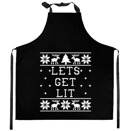 Lets Get Lit - Ugly Christmas Kitchen Aprons