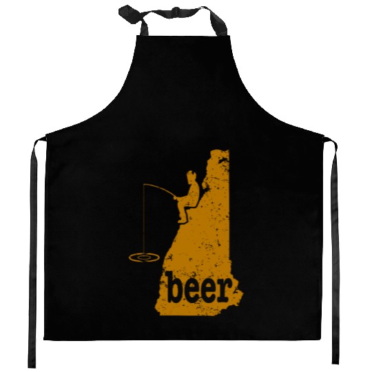 Beer Fishing Grandpa NH Ice Fishing Beer Kitchen Aprons
