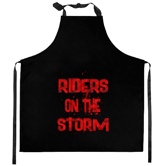 riders on the storm Kitchen Aprons