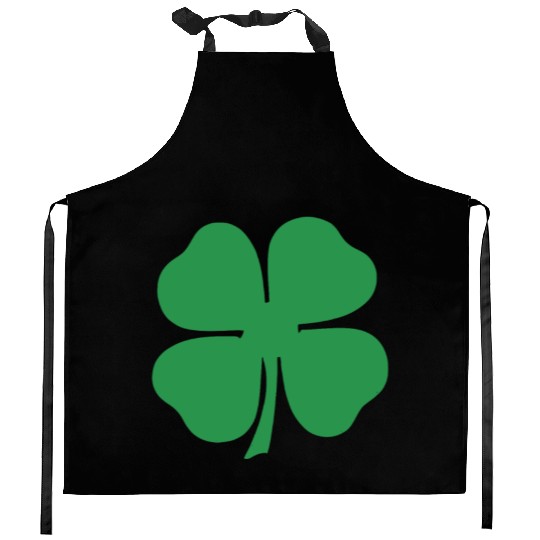Green 4 Leaf Clover Solid Kitchen Aprons