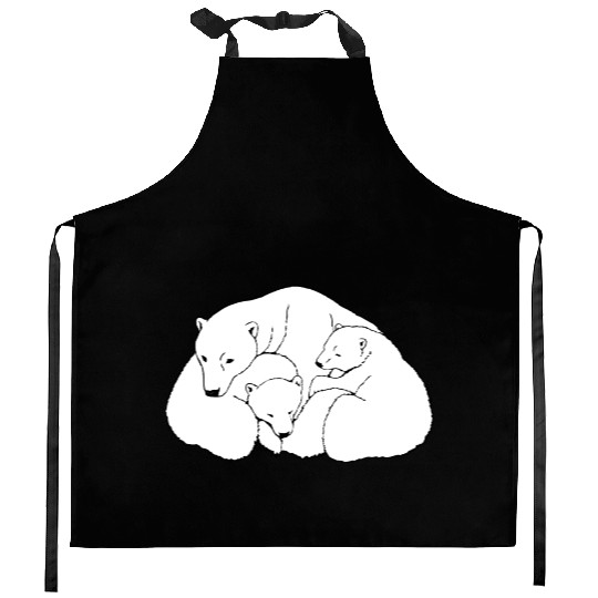 Polar Bear w. Cubs Twins Kitchen Aprons